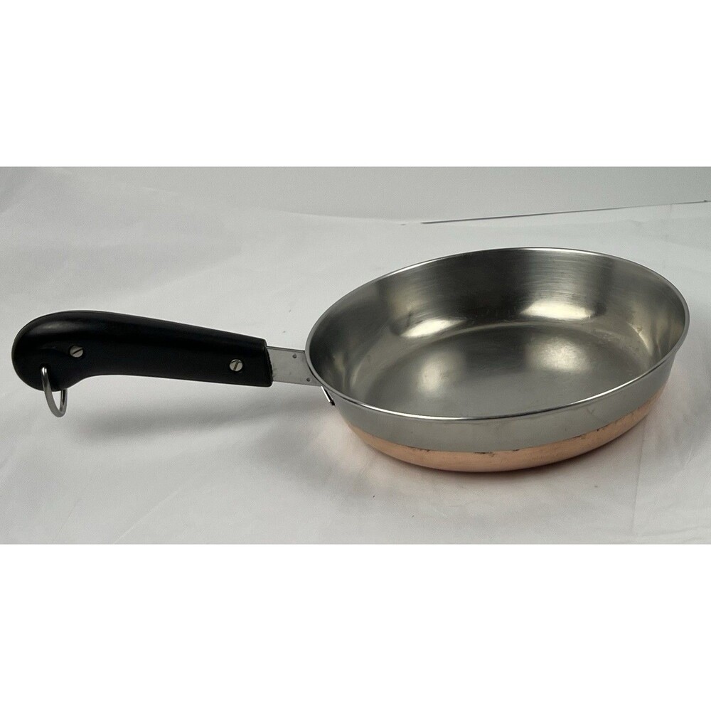 Vintage Revere Ware 8" Skillet Copper Clad 1801 Double Circle NO LID Pre-1968